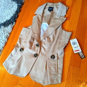 NWT, XOXO Tan Pinstripe Vest